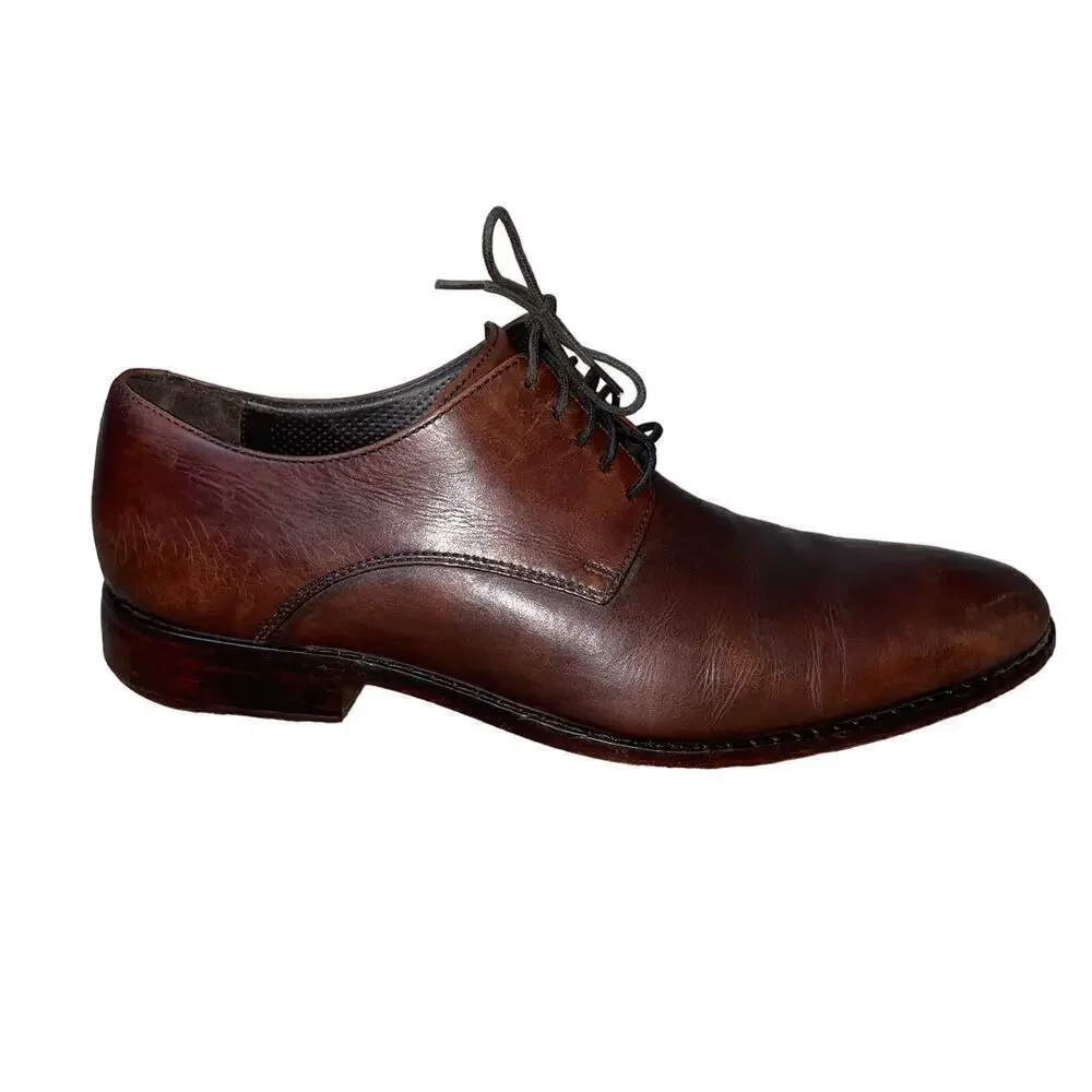 Cole Haan Colton Oxford Brown Leather Plain Nike Air Mens Size 10.5 laces